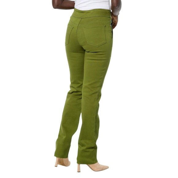 DG2 by Diane Gilman Jean Size 2 Virtual Stretch Denim Straight Leg Pull On Pesto - Picture 2 of 10